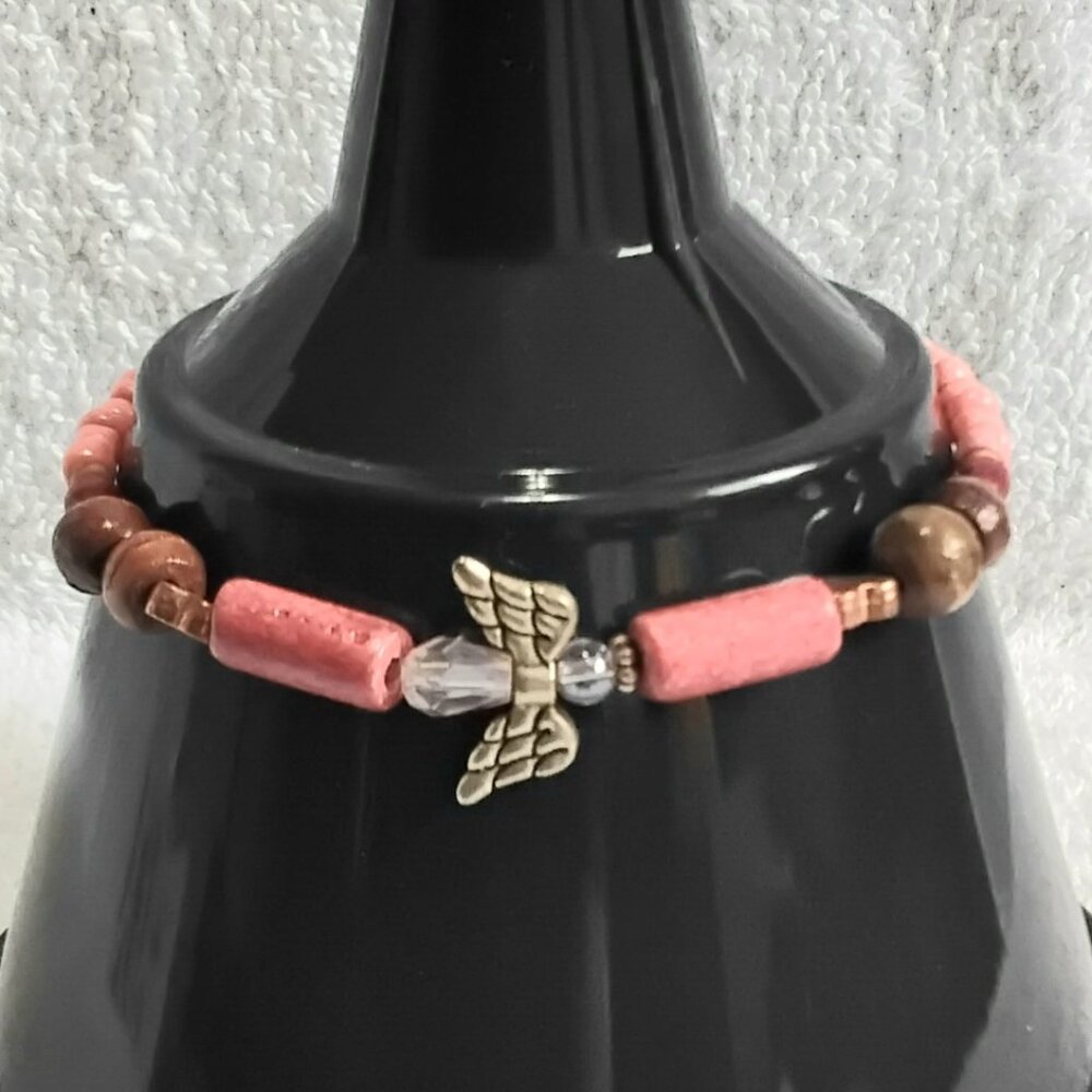 3/$20 9" Beautiful Pink Beaded Angel Bracelet Quality Costume Jewelry!!